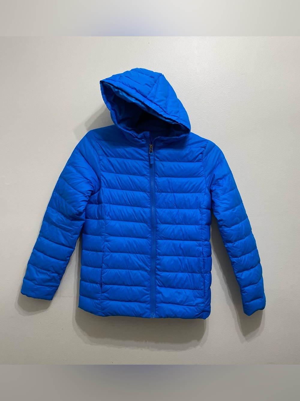 Lands' End Kids Lightweight Packable Hooded Puffer Jacket Blue 10-12